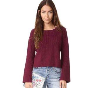Cozy Rebecca Minkoff Teresa Wine Burgundy Crop Sweater Bell Sleeve